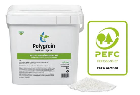 Polygrain: celulosa + superabsorbente + fertilizante